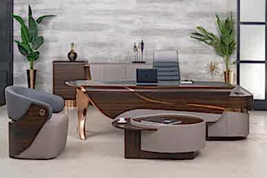 Noona Ahşap Kaplamalı Modern Makam Takımı 240cm - Makam Takımları